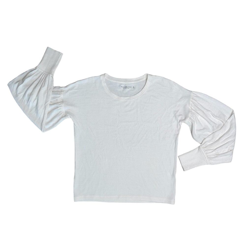 ABERCROMBIE & FITCH Ivory Soft A&F Cozy Balloon Sleeve Sweater Women’s Size XS